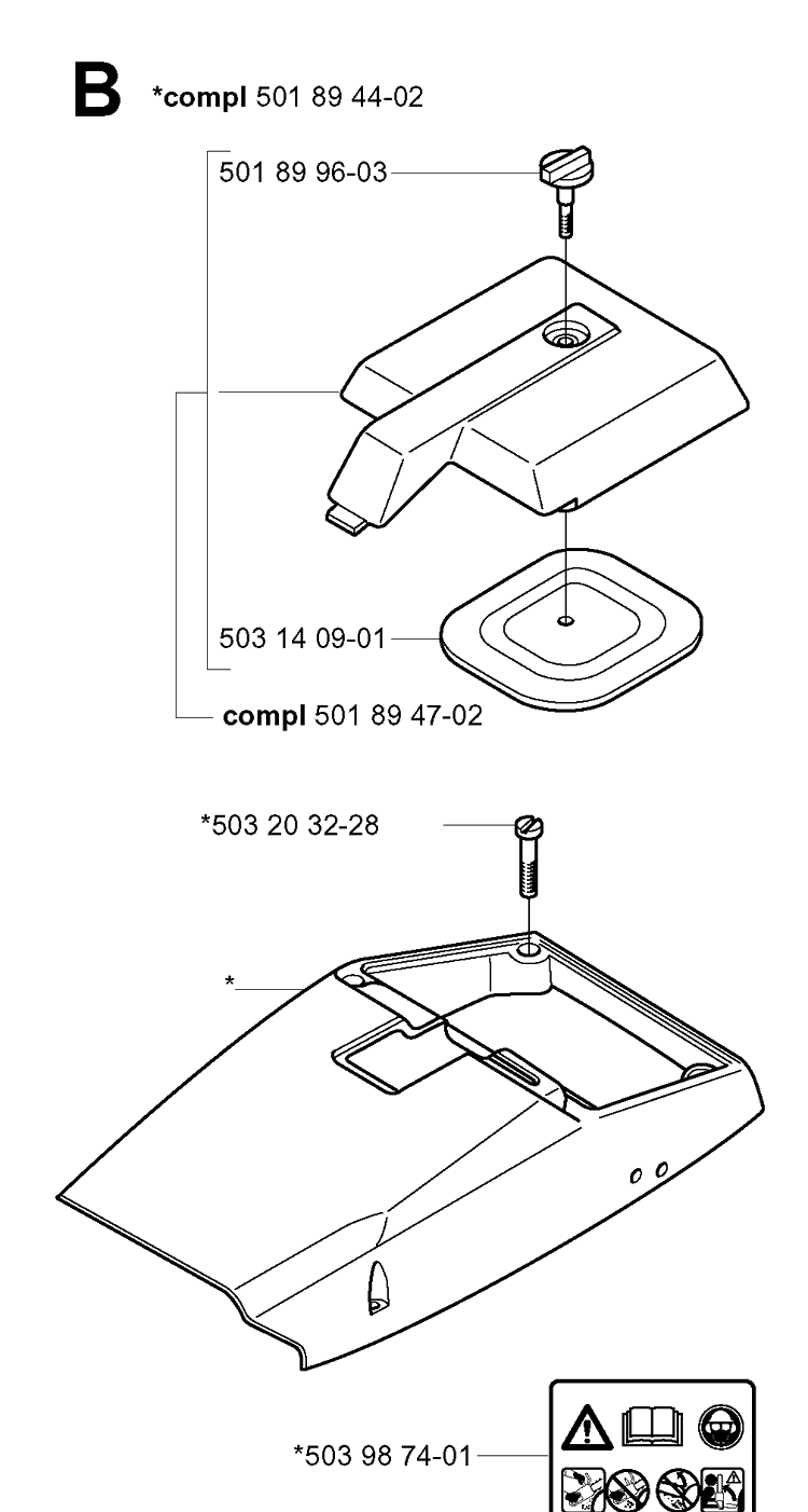 Housing Diagram and Parts List for 3120 20013500001-Current Husqvarna Chainsaw