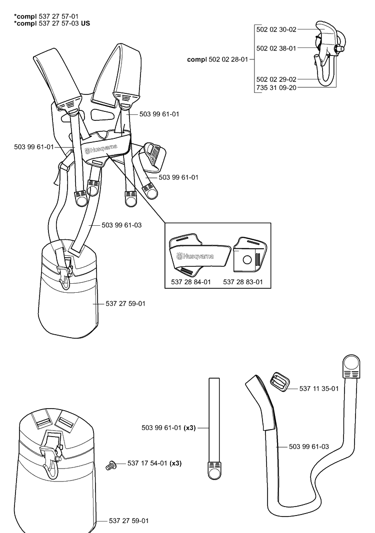 Accessories (C) Diagram and Parts List for 323L 2006-04 Husqvarna Trimmer