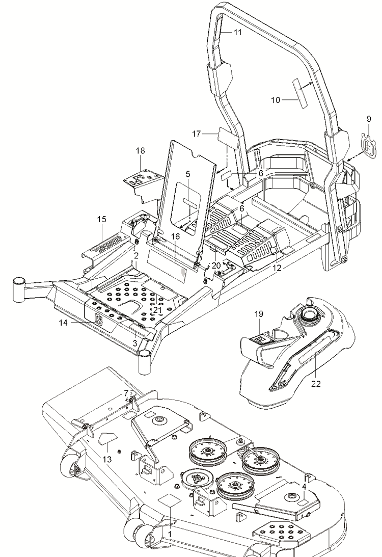 Decals Diagram and Parts List for Z560X (96793040100)(2018-08) Husqvarna Lawn Mower