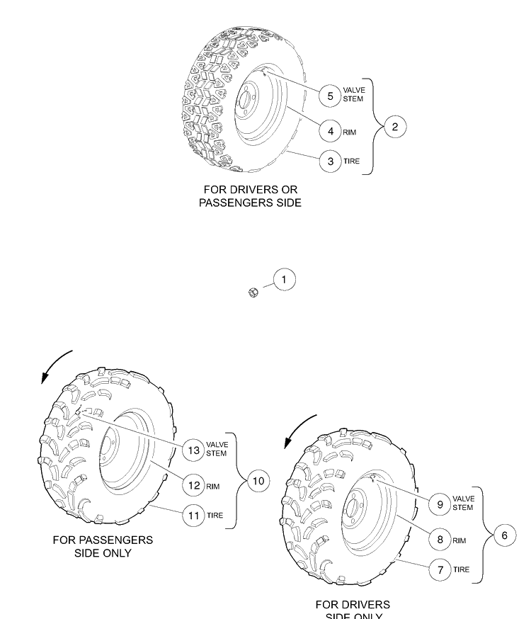 Wheels And Tires Diagram and Parts List for HUV4421GXP 2009 Husqvarna Lawn Tractor