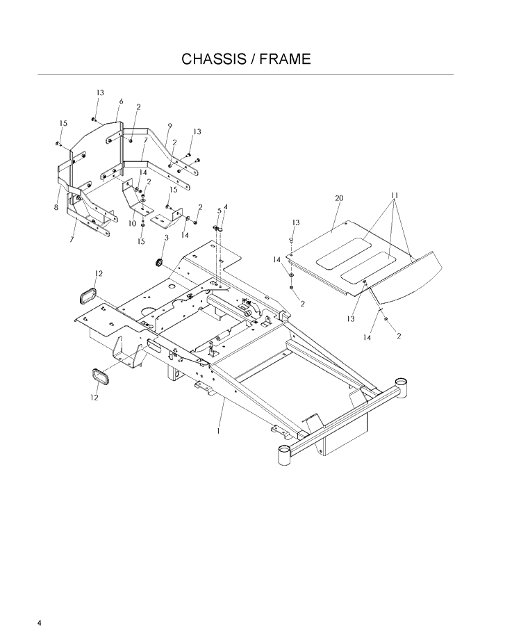 Chassis / Frame Diagram and Parts List for EZ4624 (968999688)(2008-08) Husqvarna Lawn Mower