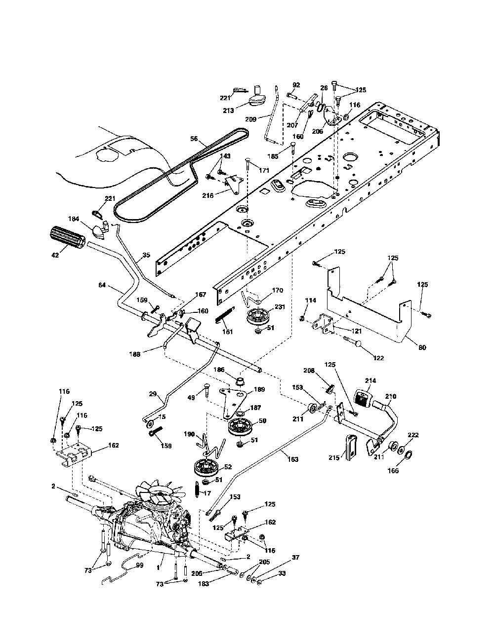 Drive Diagram and Parts List for YTH2246-917287542  Husqvarna Lawn Tractor