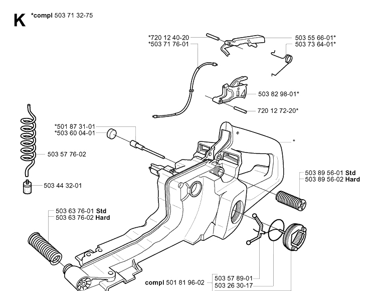 Fuel Tank Diagram and Parts List for 372XP/ (XPG)(20034000001-20051800000) Husqvarna Chainsaw