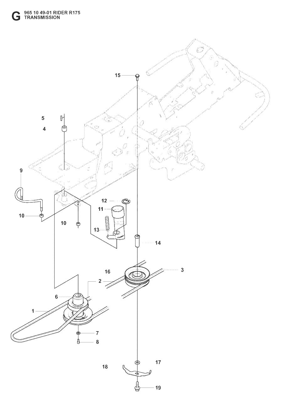 Transmission 2 Diagram and Parts List for R175 (965104901)(2008-06) Husqvarna Lawn Tractor