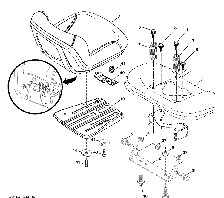 Seat Diagram and Parts List for YTH22K48 (96043025300)(2017-10) Husqvarna Lawn Tractor