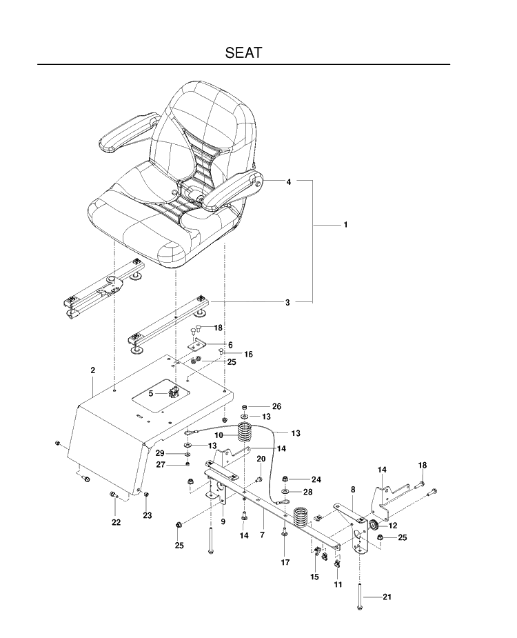 Seat Diagram and Parts List for MZ5424S (967003901)(2012-01) Husqvarna Lawn Mower