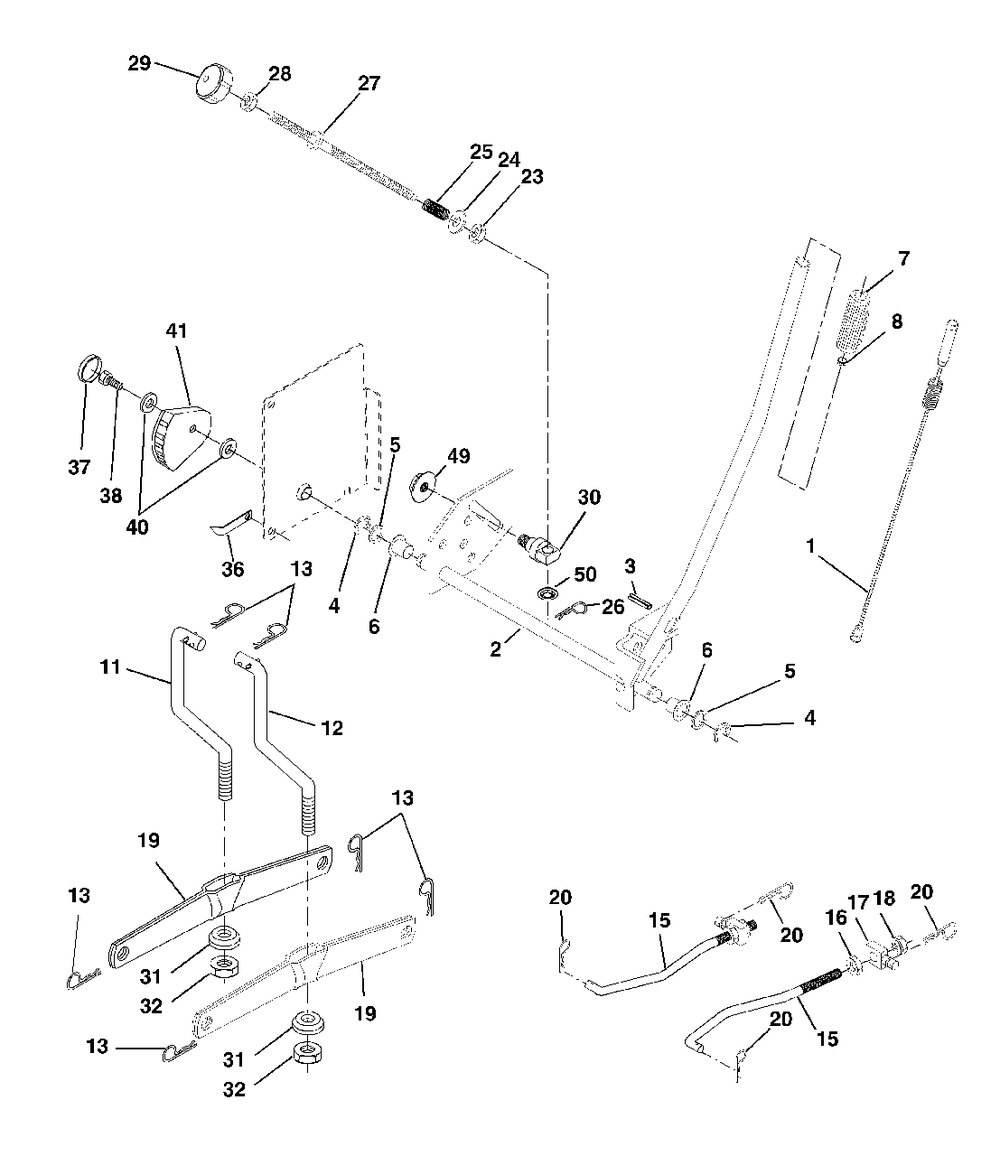 Mower Lift Diagram and Parts List for YTH2046 (954567079-A)(2000-11) Husqvarna Lawn Tractor