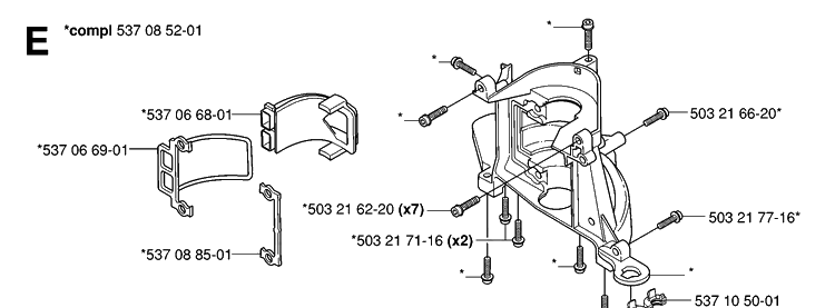 Crankcase Diagram and Parts List for 326HS99 (X-SERIES)(20030100001-Current) Husqvarna Hedge Trimmer