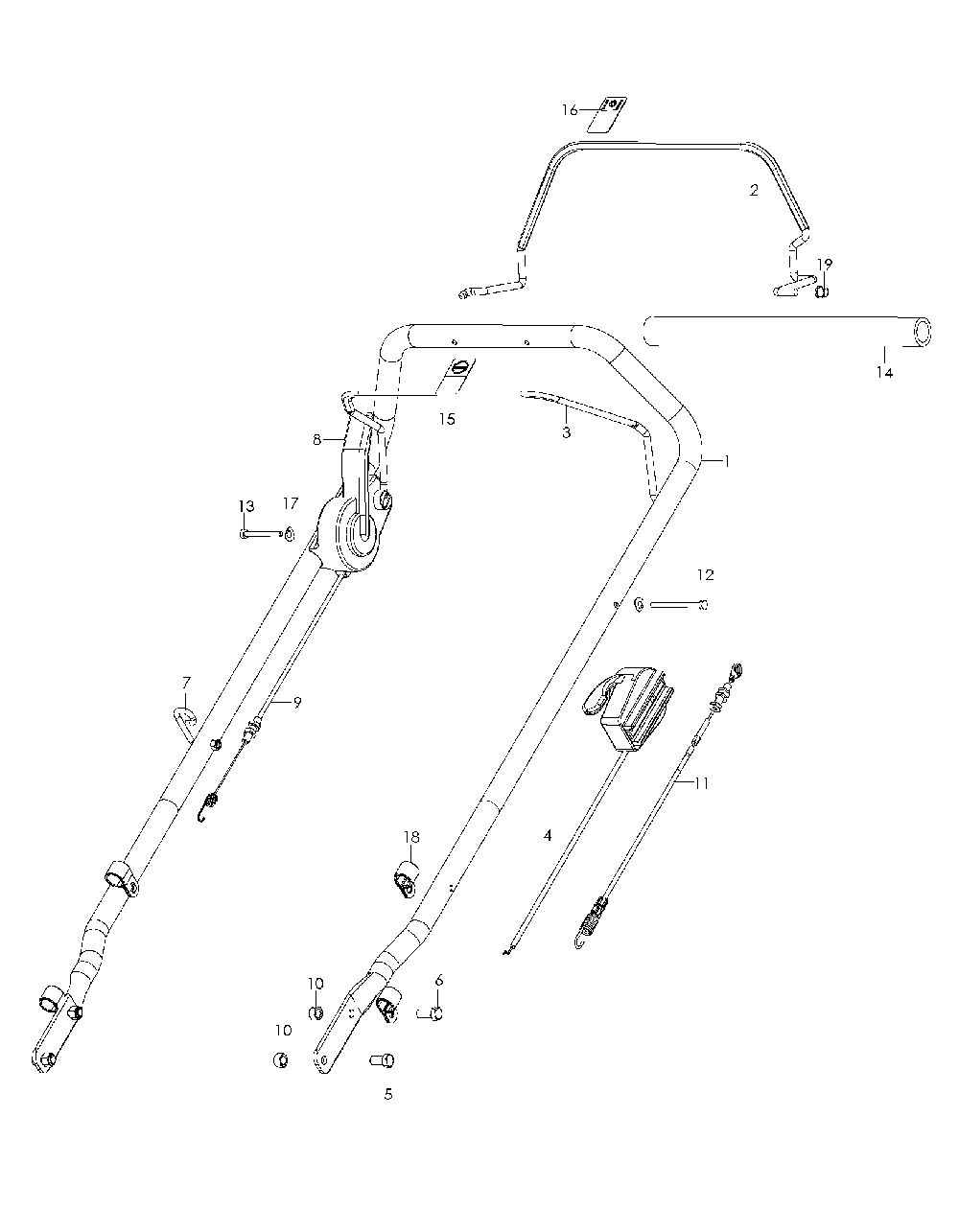 Handle And Controls Diagram and Parts List for W21SBKC968999640 2007-03 Husqvarna Lawn Mower
