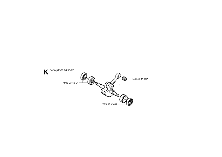 Crankshaft Diagram and Parts List for 336 20040100001-20051000000 Husqvarna Chainsaw