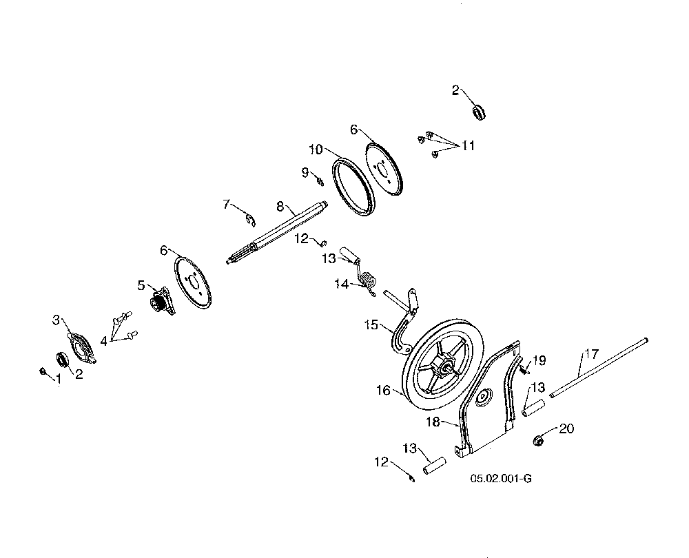 Drive Diagram and Parts List for 96193009605  Husqvarna Snow Blower