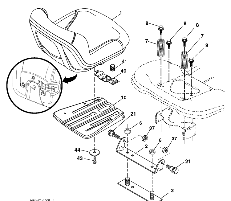 Seat Diagram and Parts List for CTH224T (96051009600)(2013-10) Husqvarna Lawn Tractor