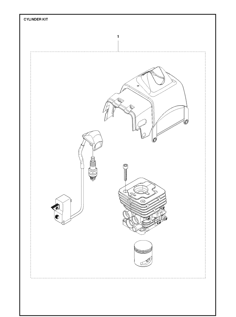 Cylinder Kit Diagram and Parts List for 335RX 20064000001-20070100000 Husqvarna Brush Cutter