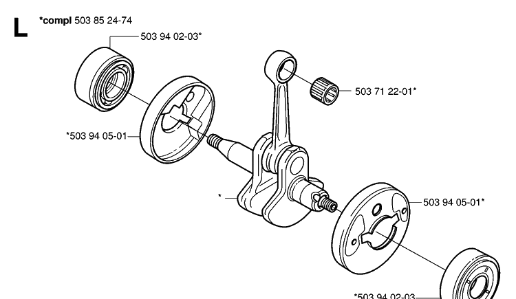 Crankshaft Diagram and Parts List for 326P 20062800001-20081199999 Husqvarna Pole Saw