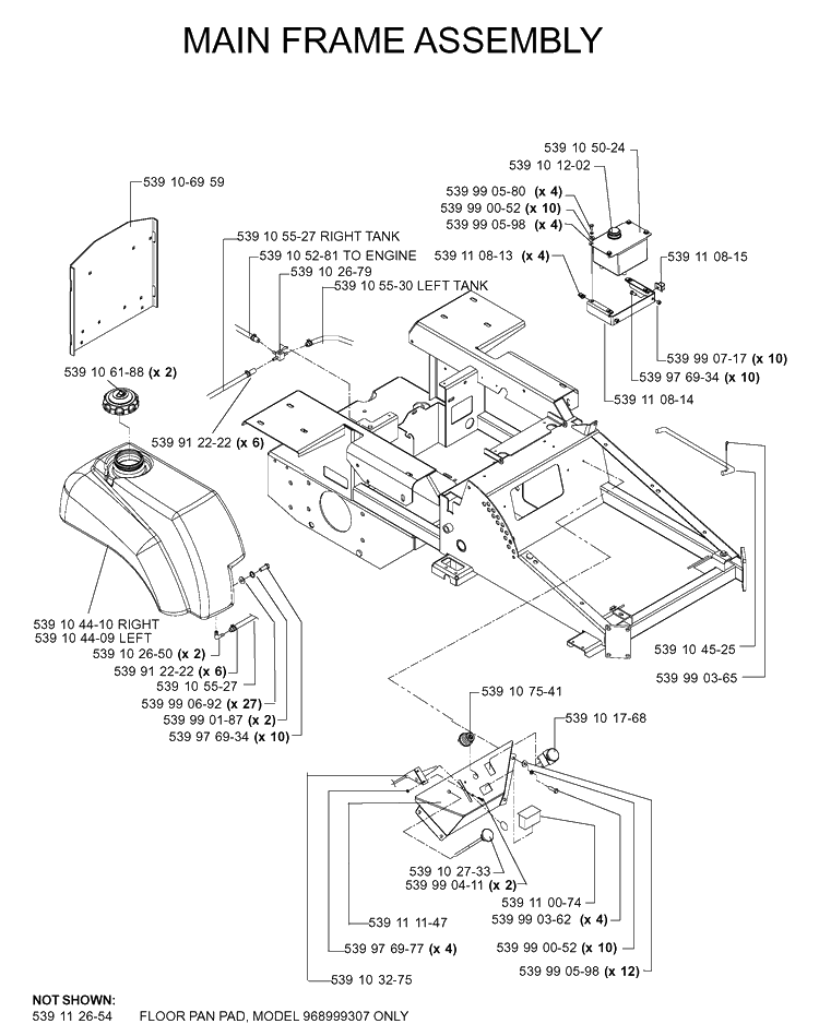 Frame 2 Diagram and Parts List for IZ5223 (968999258)(2005-12) Husqvarna Lawn Mower