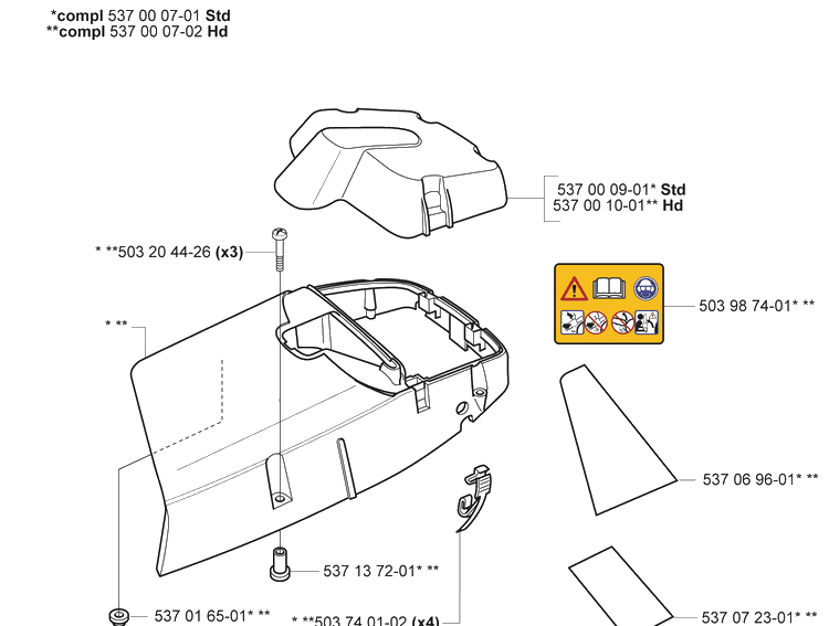 Piston/Cylinder Diagram and Parts List for 385 2005-03 Husqvarna Chainsaw