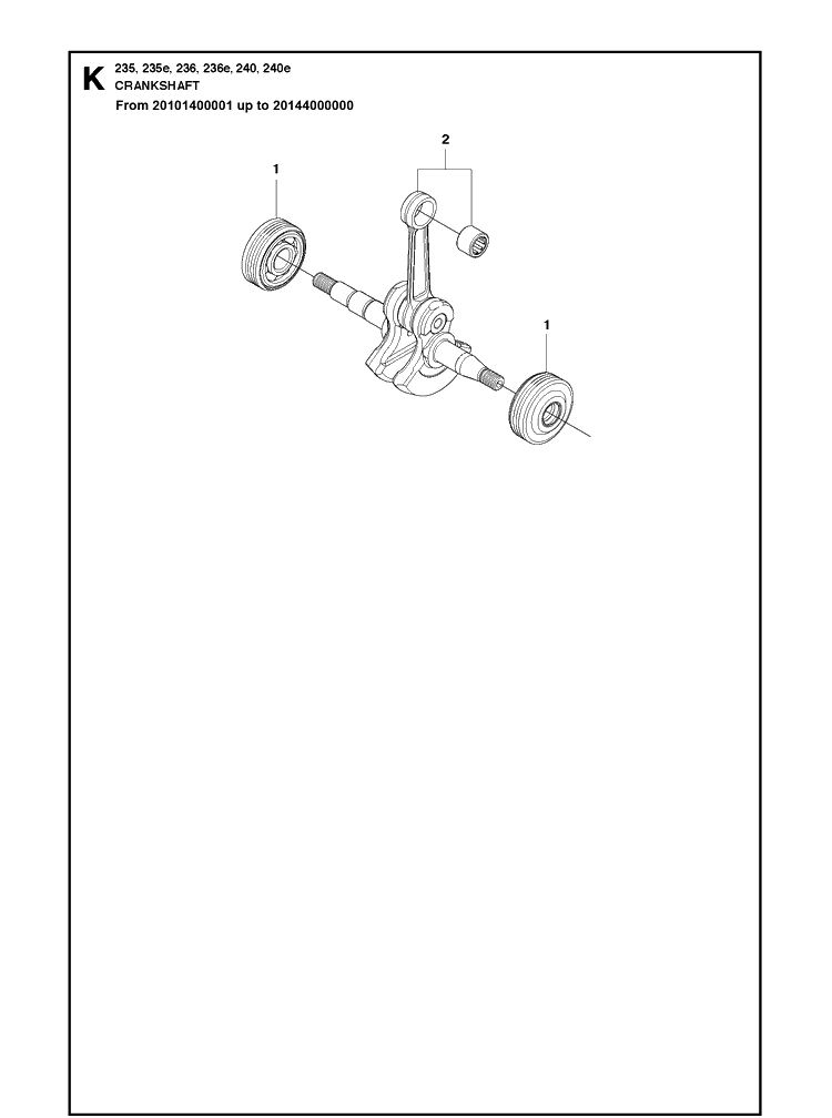 Crankshaft 2 Diagram and Parts List for 236  Husqvarna Chainsaw