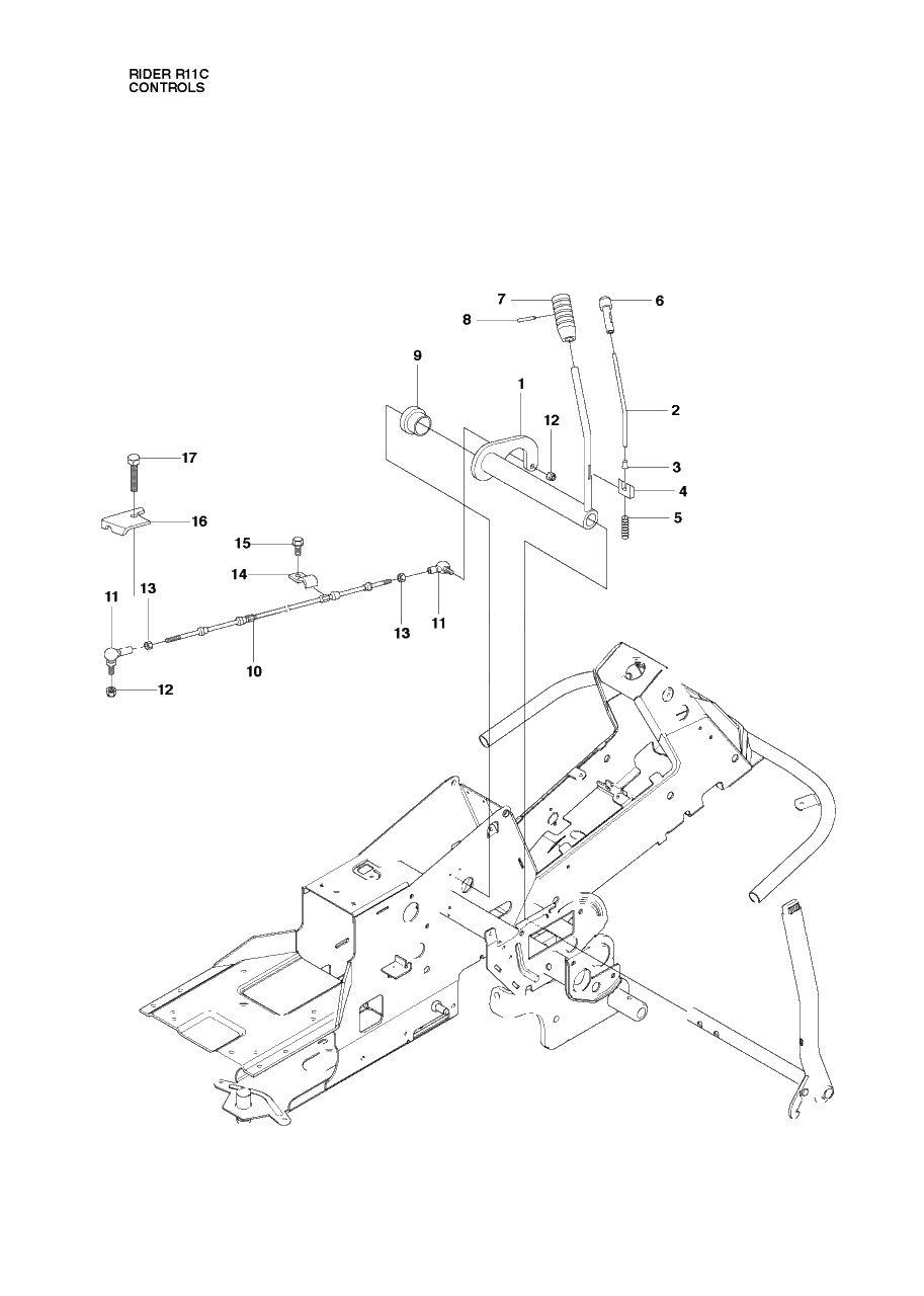 Controls Diagram and Parts List for R11C (965094201)(2010-07) Husqvarna Lawn Tractor