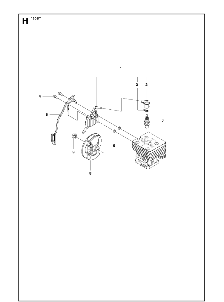 Ignition System Diagram and Parts List for 130BT  Husqvarna Leaf Blower / Vacuum