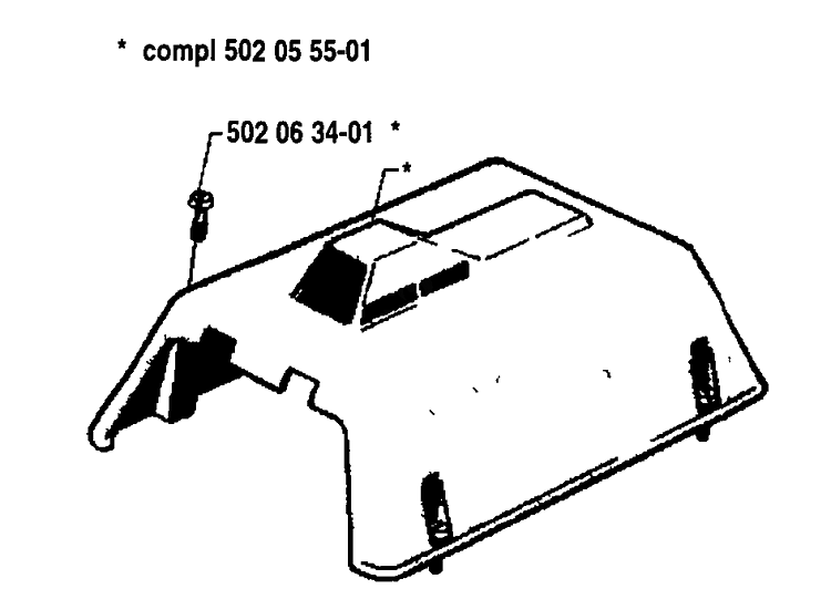 Top Cover Diagram and Parts List for 140R 1980-02 Husqvarna Brush Cutter