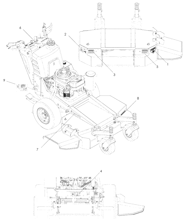 Decals Diagram and Parts List for WH5217 (966947003)(2008-10) Husqvarna Lawn Mower
