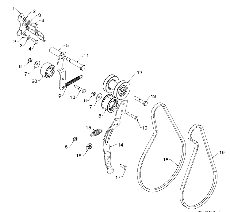 Chassis, Engine And Pulleys 4 Diagram and Parts List for ST224P (96193012201)(2016-04) Husqvarna Snow Blower