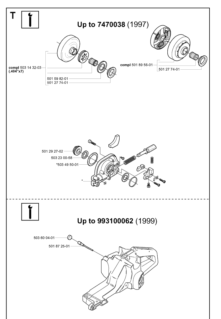 Service Updates 2 Diagram and Parts List for 3120 20013500001-Current Husqvarna Chainsaw