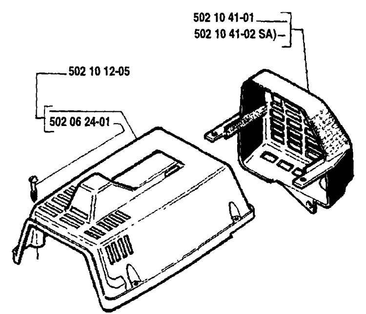 Top Cover Diagram and Parts List for 250RX 1989-08 Husqvarna Brush Cutter