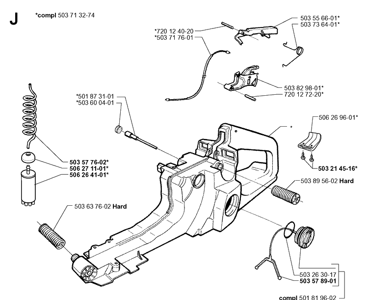 Fuel Tank Diagram and Parts List for 371K 1999-04 Husqvarna Lawn Tractor Accessories