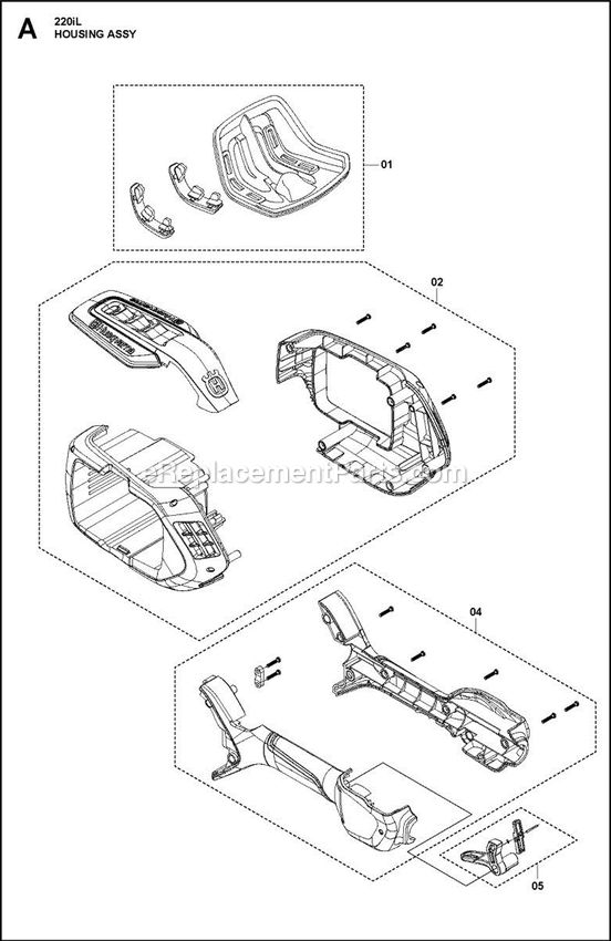 Housing Diagram and Parts List for 220IL  Husqvarna Trimmer