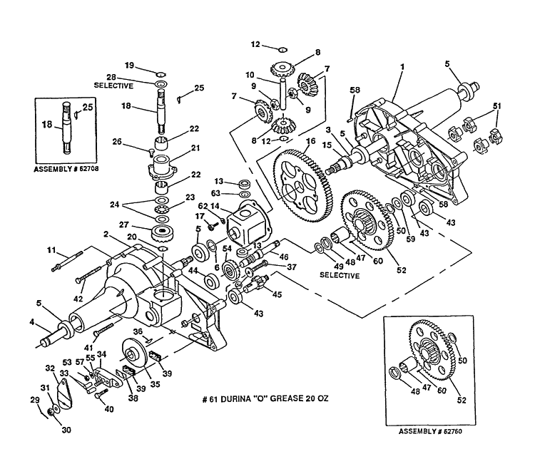 Transaxle Diagram and Parts List for 4125H 1991-01 Husqvarna Lawn Mower