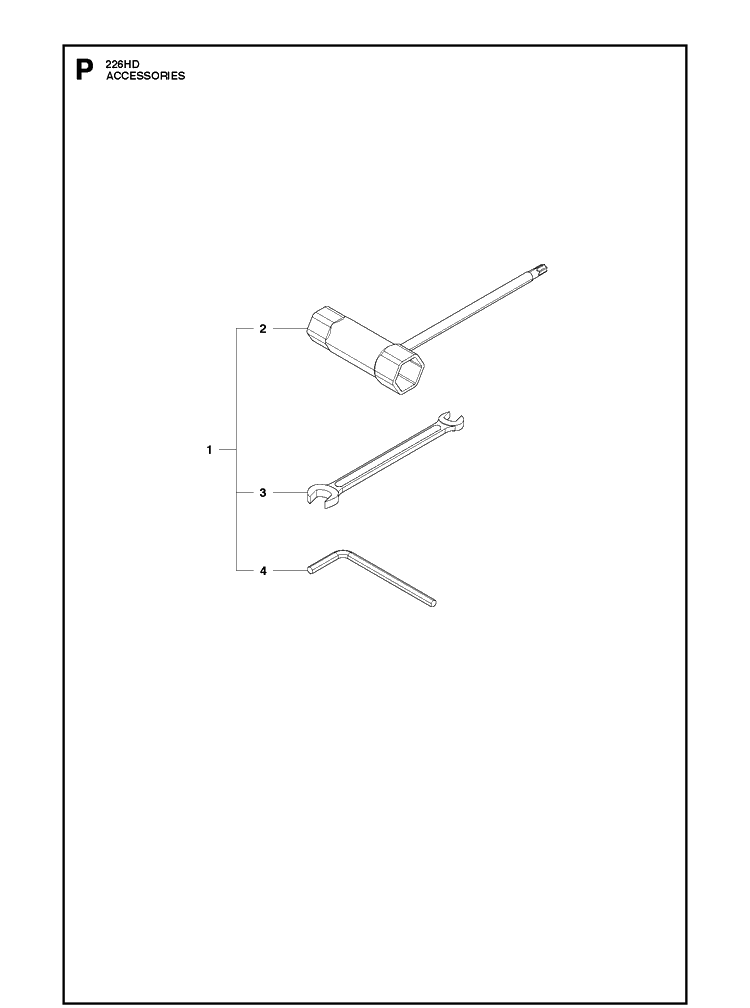 Accessories Diagram and Parts List for 226HD75S 20090100001-20130499999 Husqvarna Hedge Trimmer