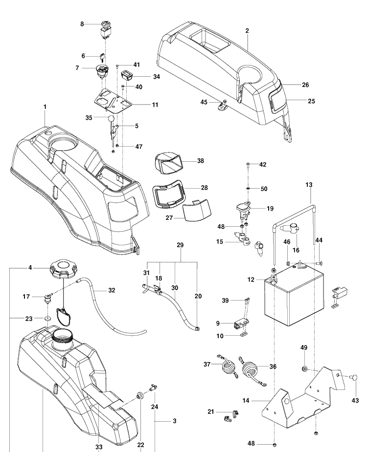 Ignition System Diagram and Parts List for RZ4623 (967009804)(2013-12) Husqvarna Lawn Mower