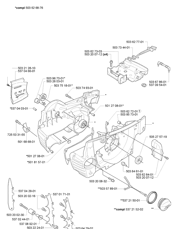 Crankcase Diagram and Parts List for 365EPA 2007-03 Husqvarna Chainsaw