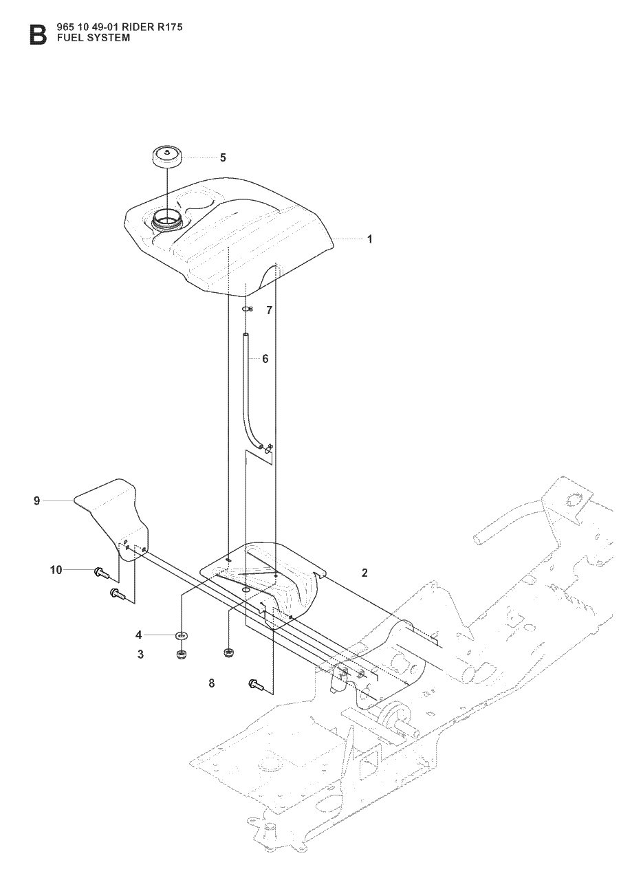 Fuel System Diagram and Parts List for R175 (965104901)(2008-06) Husqvarna Lawn Tractor