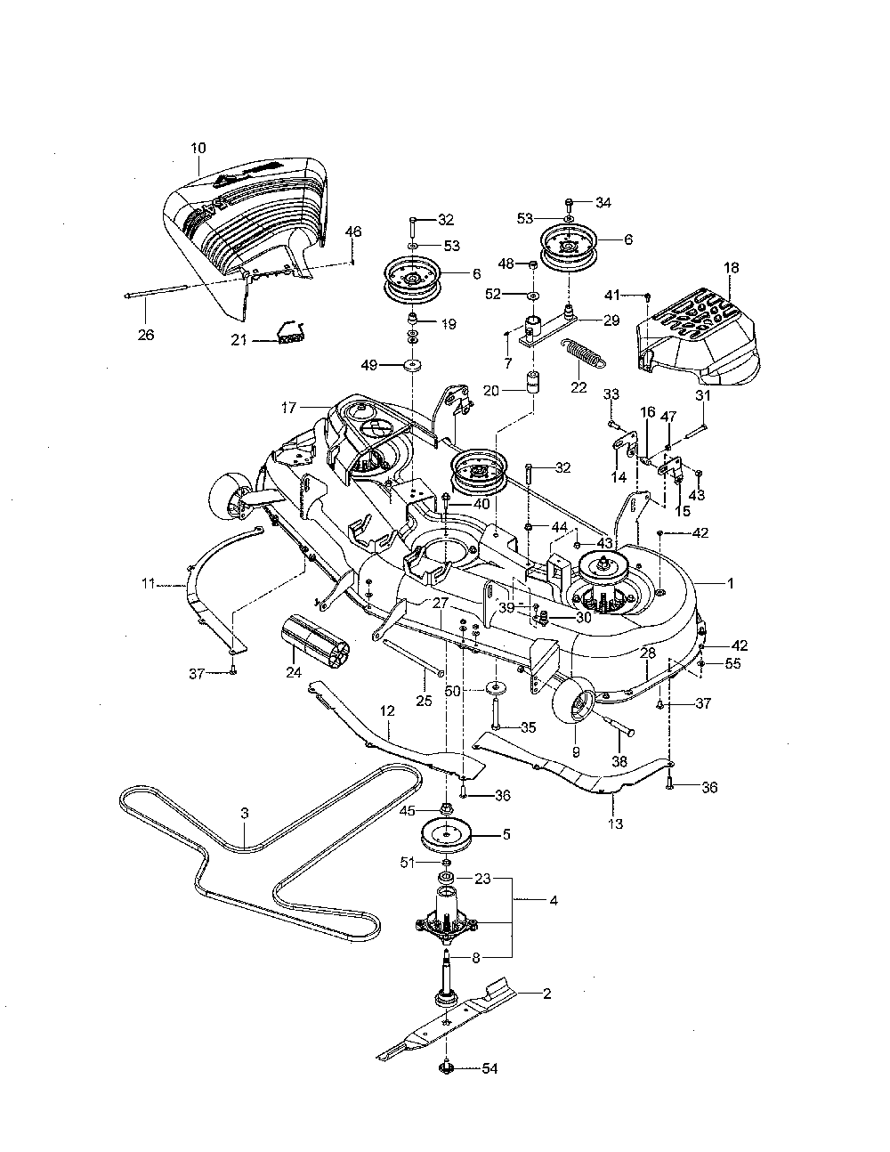 Mower deck/cutting deck Diagram and Parts List for 967334101-00  Husqvarna Lawn Mower