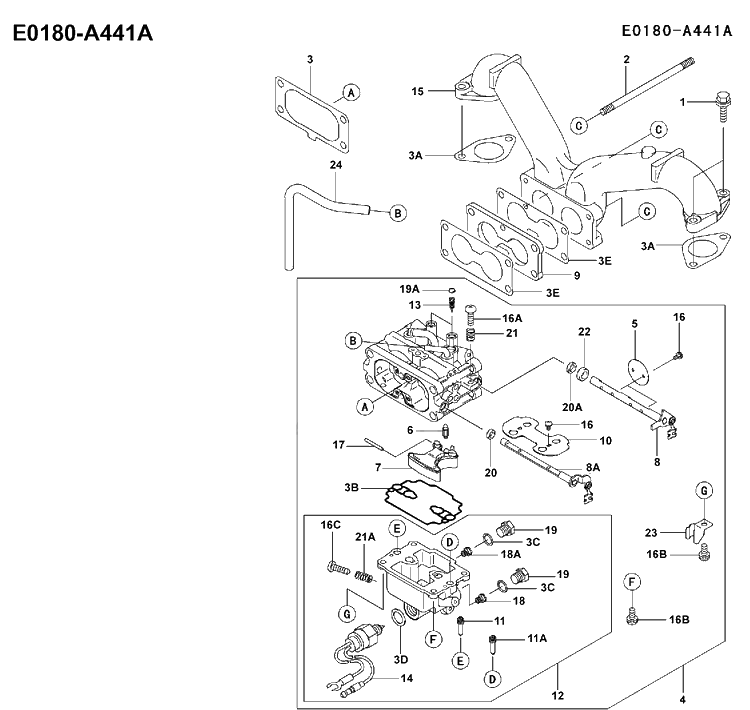 Carburetor Details 2 Diagram and Parts List for FH641V 2001-03 Husqvarna Engine