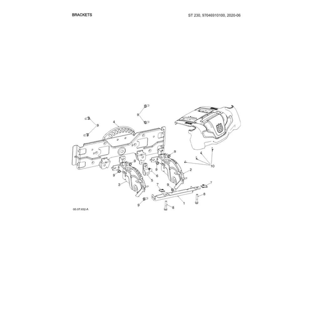 Brackets Diagram and Parts List for 970528802  Husqvarna Snow Blower
