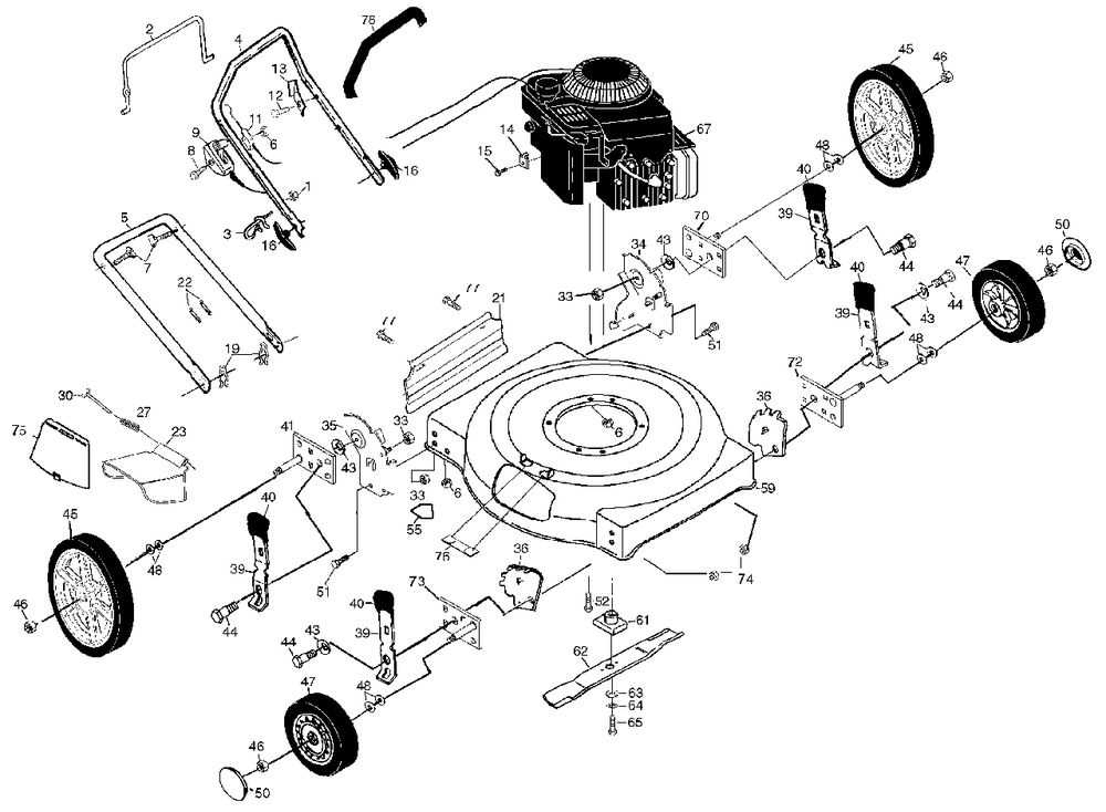 Rotary Lawn Mower Diagram and Parts List for 6022SH (954222695-A)(2001-01) Husqvarna Lawn Mower
