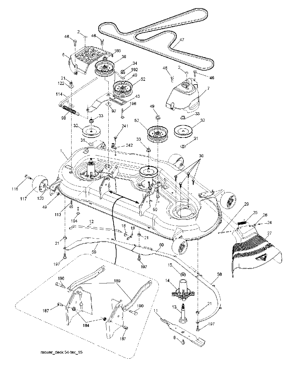 Mower Deck / Cutting Deck Diagram and Parts List for YTH2754T (96041006202)(2009-02) Husqvarna Lawn Tractor
