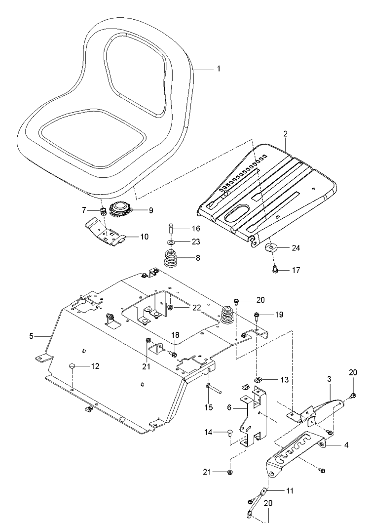 Seat Diagram and Parts List for Z242E (97045870100)(2020-04) Husqvarna Lawn Mower