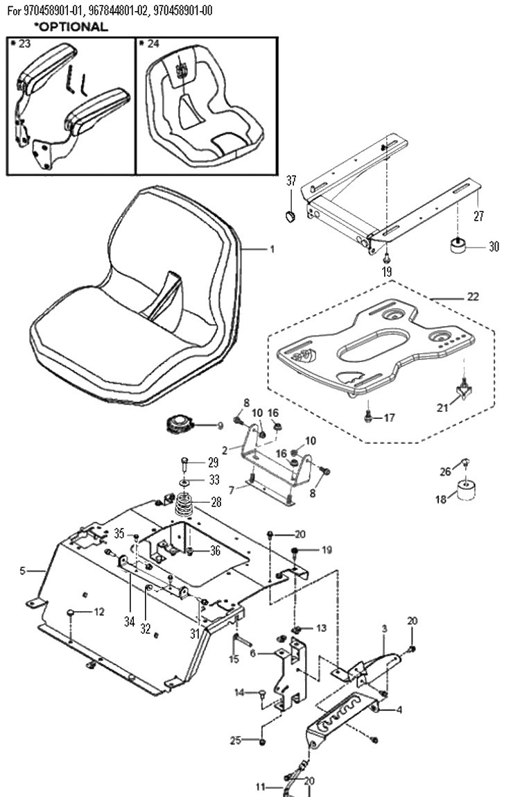 Seat 2 Diagram and Parts List for Z248F  Husqvarna Lawn Mower