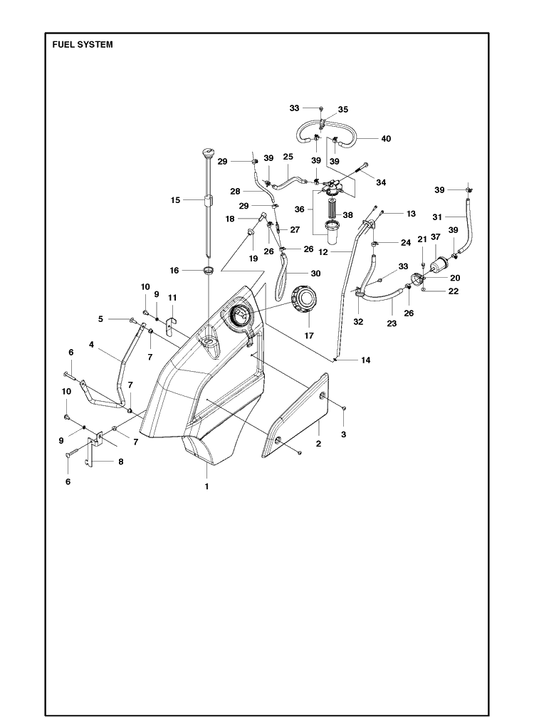 Fuel System Diagram and Parts List for P525  Husqvarna Lawn Mower