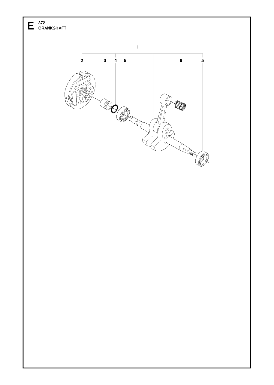 Crankshaft Diagram and Parts List for 372XP-XPG 20111800001 & Above Husqvarna Chainsaw
