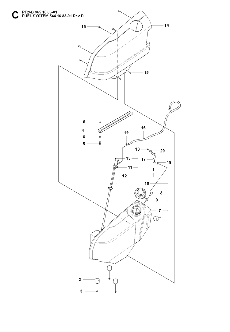 Fuel System 2 Diagram and Parts List for PT26D (965160601)(2008-03) Husqvarna Lawn Mower