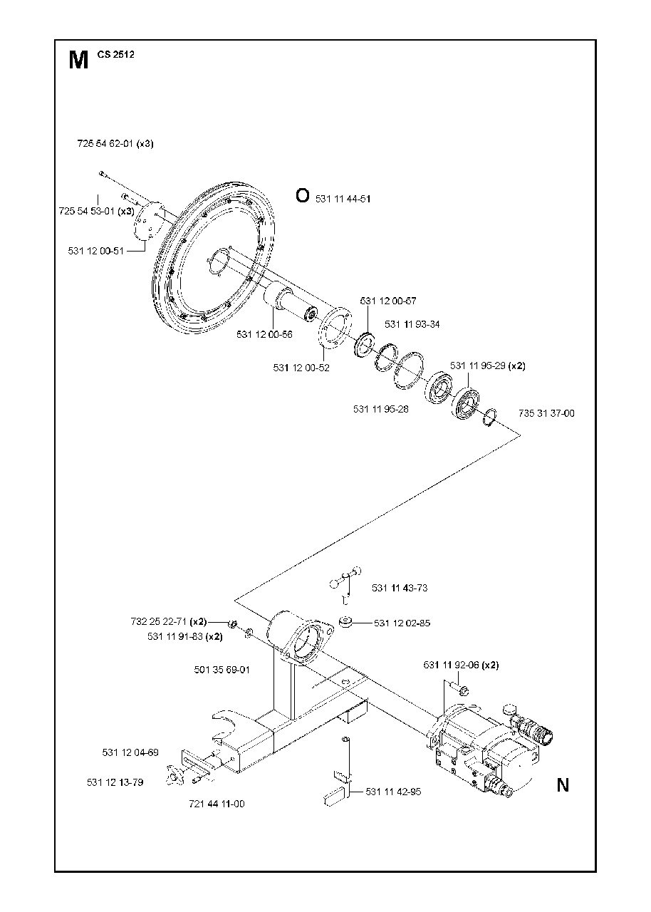 Drive Diagram and Parts List for CS2512 (1301 & Above)(2013-04) Husqvarna Circular Saw