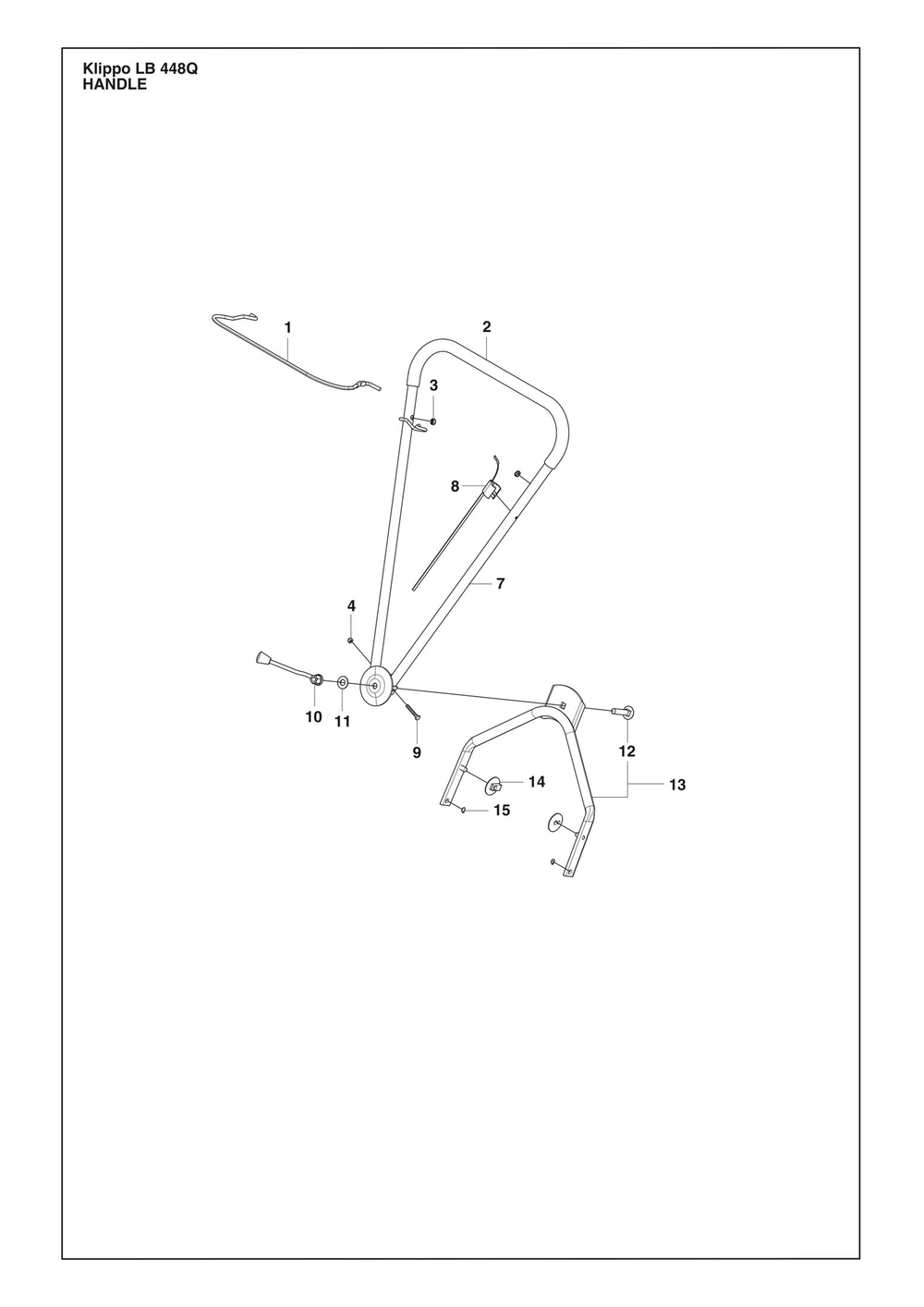 Handle Diagram and Parts List for KLIPPOLB448Q  Husqvarna Lawn Mower