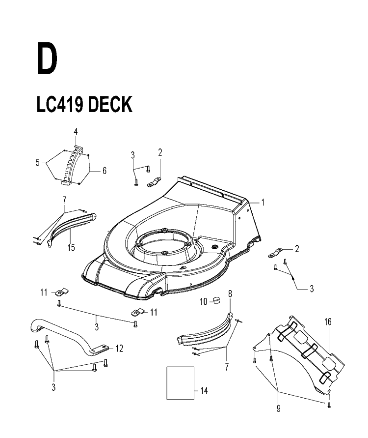 Deck Diagram and Parts List for LC419 2019-04 Husqvarna Lawn Mower