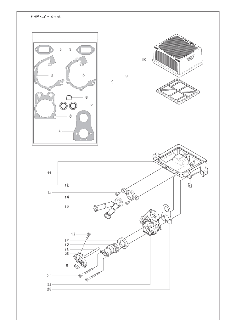 Air Filter Diagram and Parts List for K760CUT-N-BREAK 2009-11 Husqvarna Table Saw Accessories