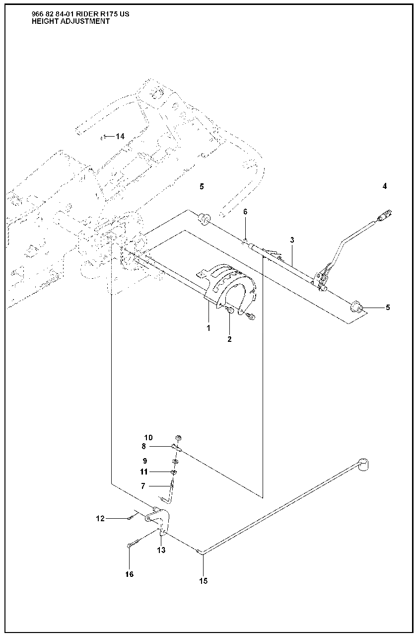Height Adjustment Diagram and Parts List for R175 2008-05 Husqvarna Lawn Tractor